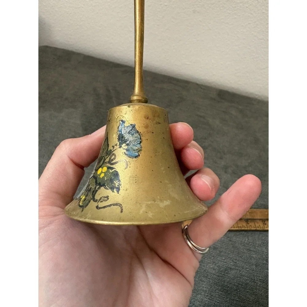 Vintage Bell Hand Painted Solid Brass Rare Made in India 4.5